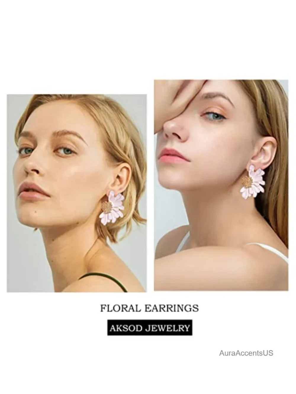 Daisy Flower Stud Earrings Women Enamel Alloy Half Floral